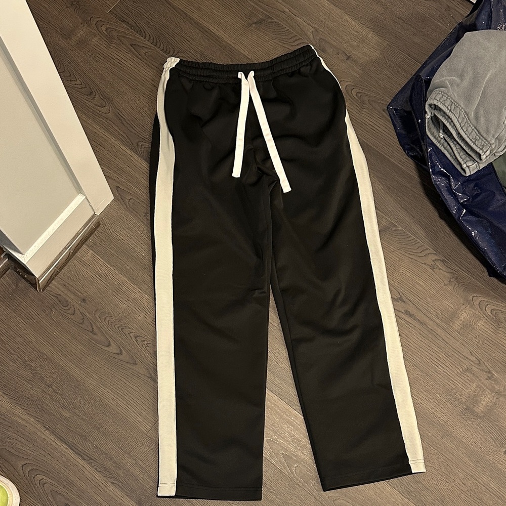 Classic Black Joggers with White Stripes